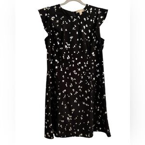 Michael Kors classic black with silver roses dress size L